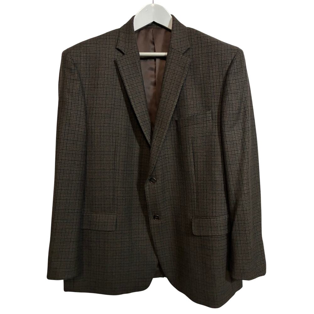 Lauren Ralph Lauren Mens 44R Brown Plaid 100% Wool Blazer Sport Coat Academia